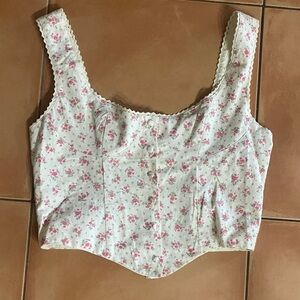 AQUA crop top button up the front. Brand new with tags. Soft. Off-white/pink